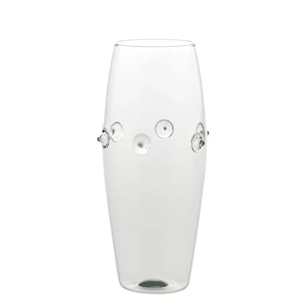The Patéa Convex Vase brings Mediterranean charm to any space with its hand-crafted borosilicate glass construction and wave-inspired design. Featuring delicate limpet shapes and colorful accents, it's both beautiful and practical. - alternate view