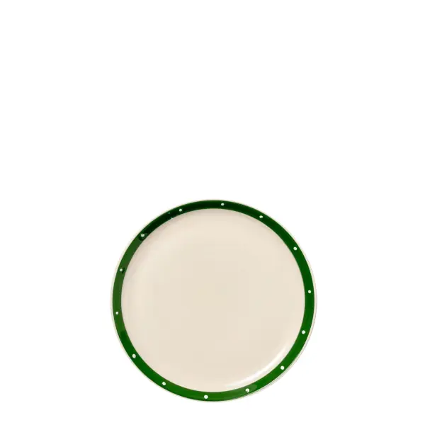 Set of 4 handmade stoneware dessert plates from Italy's Perle collection. At 8.75" diameter, these green-finished plates coordinate beautifully with Perle glassware and offer exceptional versatility. - alternate view