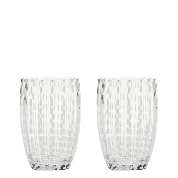These mouth-blown glass tumblers combine ancient Italian craftsmanship with contemporary design. The distinctive spiral pattern in vitreous paste creates an irresistible contrast against transparent glass.