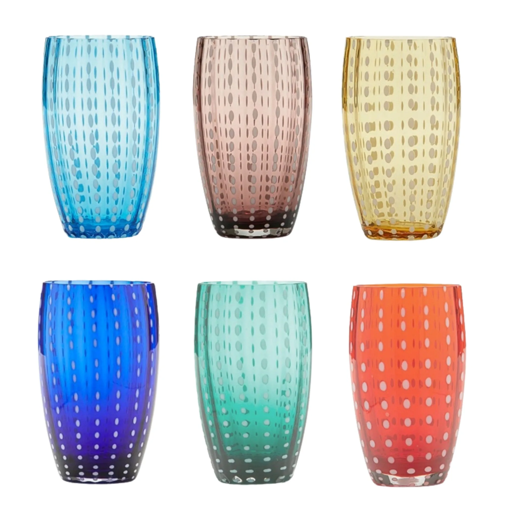Perle Beverage Glass Set - Assorted Colors (Set of 6)