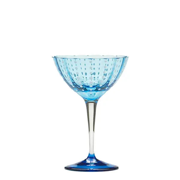 The Perle Cocktail Goblet Set combines artisanal craftsmanship with contemporary style. Featuring a captivating blend of transparent and opaque glass, these handcrafted goblets reflect light beautifully, adding sophistication to any gathering. - alternate view
