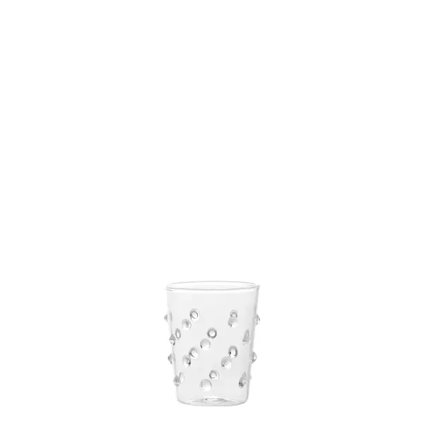 The Party Junior Tumbler set brings vibrant color and artisanal craftsmanship to your table. These small borosilicate glass cups are handmade, thermal shock resistant, and perfect for serving sauces, liqueurs, or small beverages. - alternate view