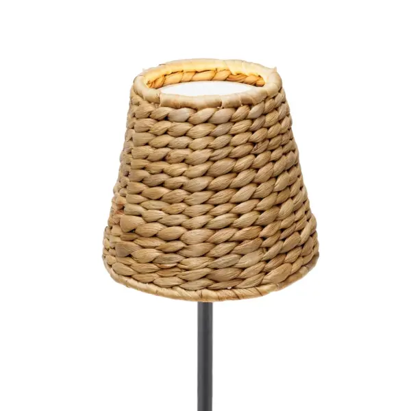 Transform your Poldina cordless lamp with this handmade water hyacinth shade that adds organic warmth to sleek modern lighting. The natural woven texture creates beautiful ambient light patterns while maintaining the convenience of cordless portability. - alternate view