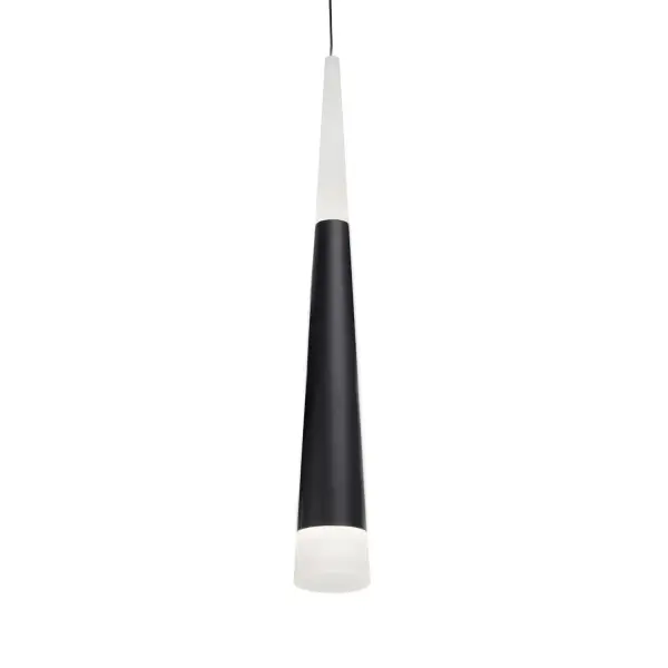 The Ultra 2-inch pendant delivers contemporary style with innovative dual-end lighting. Its slender cone design with illuminated acrylic top and bottom creates ambient glow perfect for modern spaces. Integrated LED technology ensures energy efficiency.