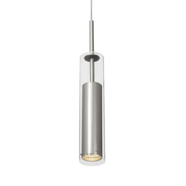 The Jarvis 3-inch pendant combines clean contemporary design with practical functionality. Its compact cylindrical form features clear glass encasing a brushed nickel socket housing, making it ideal for task lighting over kitchen islands, bathroom vanities, or as accent lighting in hallways.