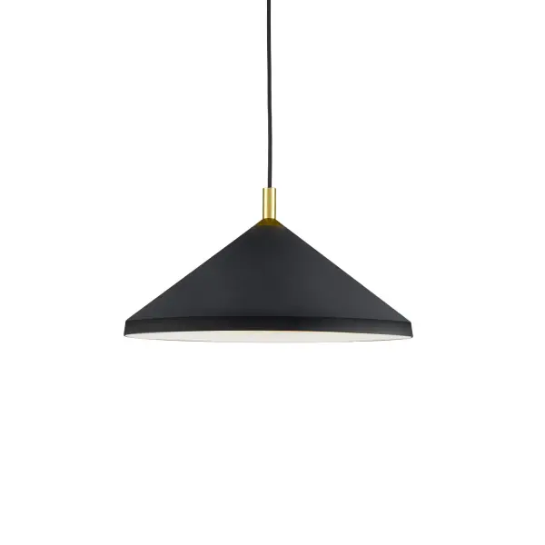 The Dorothy pendant combines clean conical lines with sophisticated two-tone finishes. Its 18-inch aluminum shade delivers focused downlight while the cloth cable and contrasting finial add refined details perfect for modern interiors.