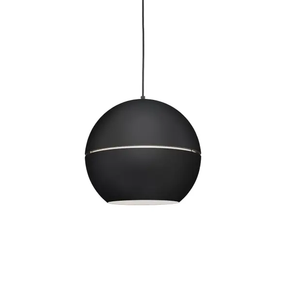 The Lucas 16-inch pendant combines modern design with practical functionality. Its distinctive split spherical shade in powder-coated aluminum creates visual interest while the matte white interior ensures optimal light diffusion.