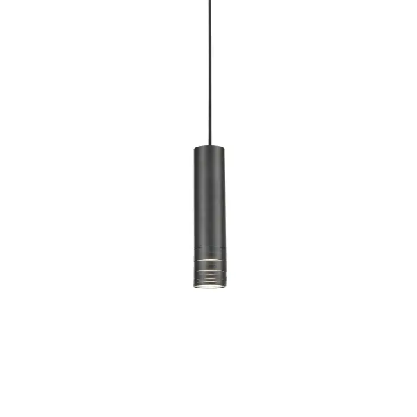 The Milca pendant features a unique cylindrical shade with stacked tubular slices that create visual interest and texture. Its compact 10-inch size makes it perfect for task lighting or clustered installations.