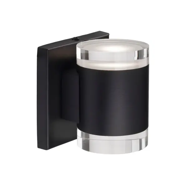 The Norfolk wall sconce delivers modern sophistication with its clean cylindrical form and glass disc accents. Integrated 3000K LED provides warm, energy-efficient lighting in an up/down configuration perfect for ambient illumination.