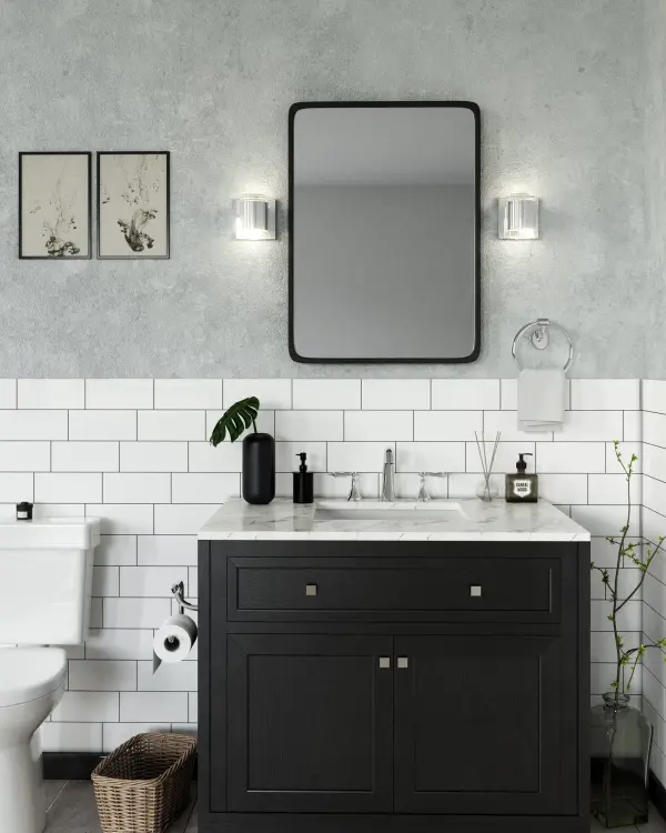 The Norfolk wall sconce delivers modern sophistication with its clean cylindrical form and glass disc accents. Integrated 3000K LED provides warm, energy-efficient lighting in an up/down configuration perfect for ambient illumination. - alternate view