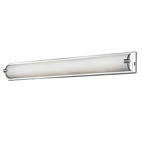 The Charlotte vanity light combines modern design with practical LED efficiency. Its 36-inch width and white opal glass diffusers provide excellent illumination for larger vanities while chrome accents add contemporary elegance.