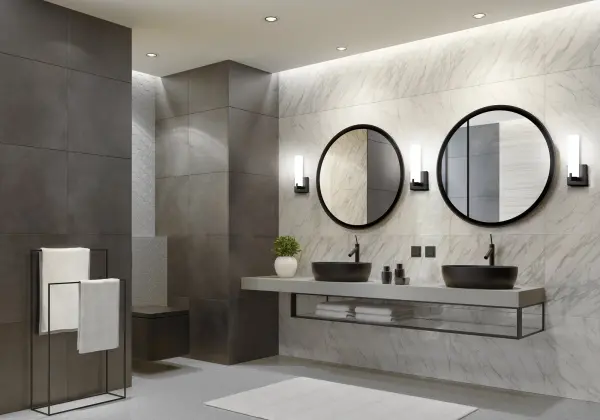 The Elizabeth wall sconce combines modern design with practical LED efficiency. Its white opal glass cylinder provides soft, diffused lighting while chrome metal details add a polished touch. Perfect for bathrooms and hallways. - alternate view