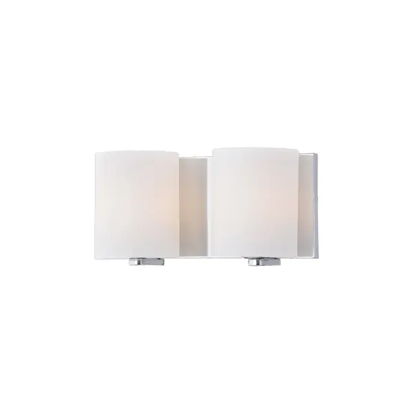 The Bridgewater vanity light combines modern simplicity with functional elegance. Two white opal glass cylinders provide soft, even illumination perfect for bathroom tasks while the brushed nickel finish adds a refined touch. - alternate view