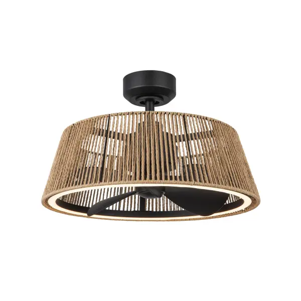 The Isla combines natural cotton rope accents with a sleek drum frame for a sophisticated boho-modern aesthetic. With 6-speed control, integrated LED with 5 selectable color temperatures, and smart home compatibility, it's perfect for smaller spaces.