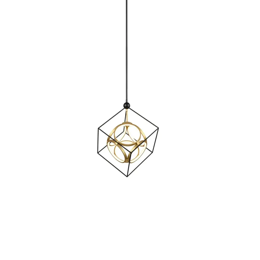 Monza LED Chandelier in Black and Antique Brass