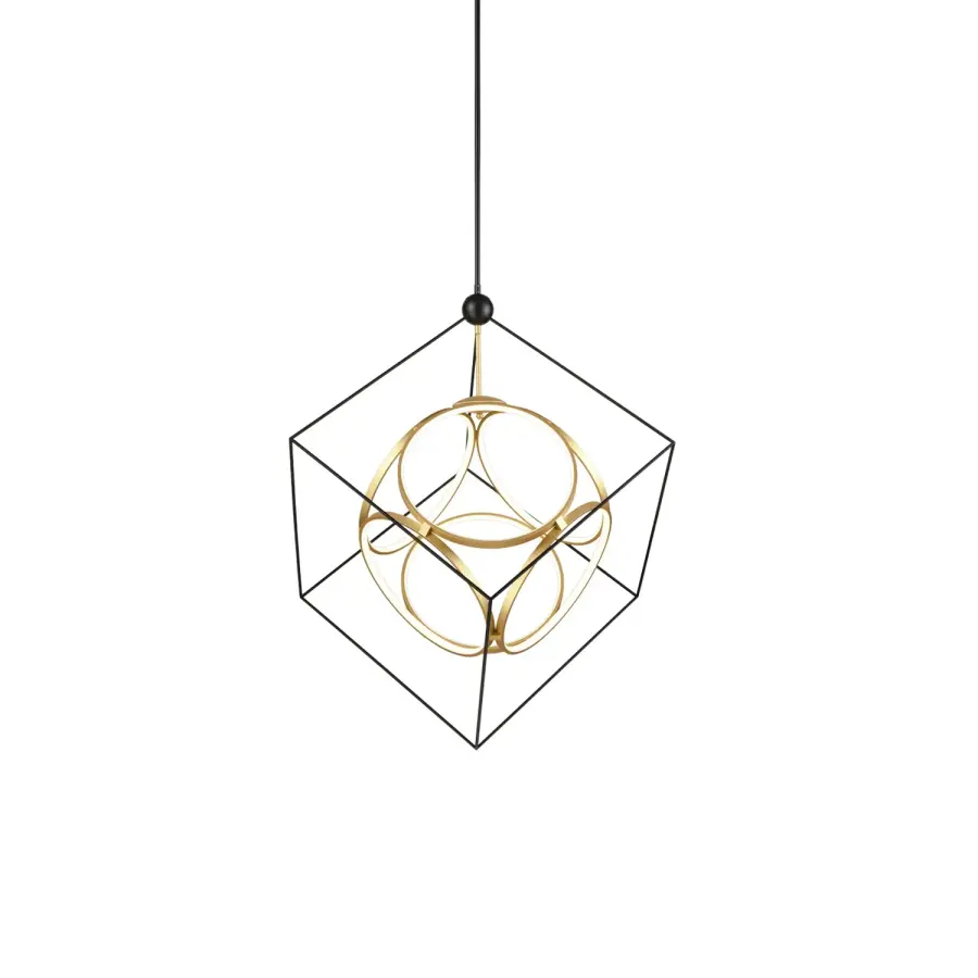 Monza LED Chandelier in Black and Antique Brass