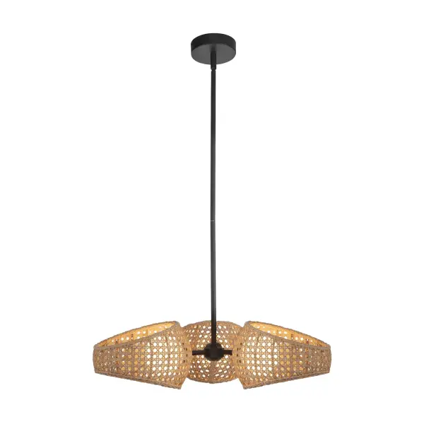 The Lanai 3 Head Chandelier brings Hawaiian-inspired relaxation to modern spaces with natural rattan shades and opal glass globes. Perfect for covered patios or indoor dining areas, it combines organic texture with integrated LED efficiency.