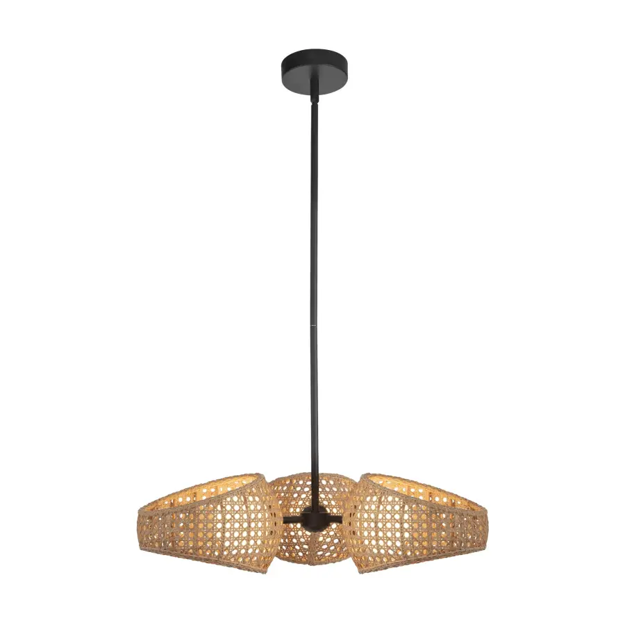 Lanai LED Chandelier in Black with Opal Glass