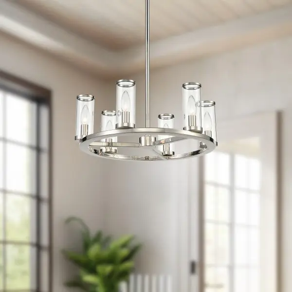 Revolve 19-Inch Chandelier in Polished Nickel with Clear Glass - Image 3