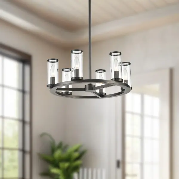 Revolve 19-Inch Chandelier in Polished Nickel with Clear Glass - Image 4