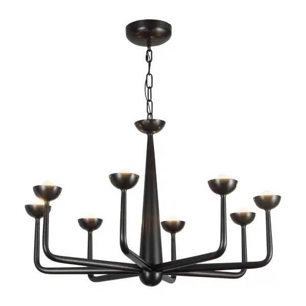 The Spade Chandelier by Elisa Carlucci combines antique iron-inspired design with contemporary LED technology. Its bold 30-inch silhouette and luxurious Antique White finish bring timeless character to any space while delivering energy-efficient, maintenance-free illumination.