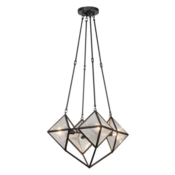 The Cairo chandelier brings architectural sophistication to any space with its Louvre pyramid-inspired design. Vintage brass frames beautifully complement ribbed glass shades, creating a stunning focal point that bridges classic and modern aesthetics.