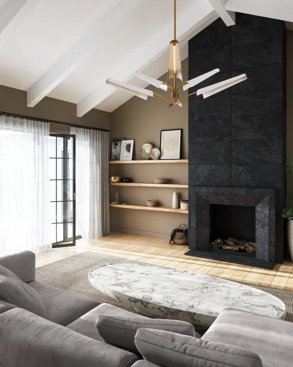 The Osorio 46-inch chandelier masterfully blends retro-futurism with Scandinavian minimalism. Its generous scale and integrated LED technology make it perfect for modern homes seeking timeless sophistication with energy efficiency. - alternate view