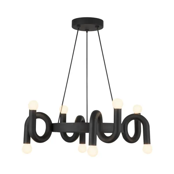 The Sadie chandelier brings quirky charm through swirling organic shapes in brushed gold. Its 23-inch scale and customizable bulb options make it versatile for multiple spaces while adding upbeat energy to contemporary interiors.