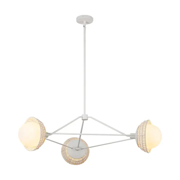 The Perth chandelier blends vintage mid-century charm with modern versatility, featuring a 40-inch span that makes a bold statement. Its indoor-outdoor rating and opal glass shades create warm, diffused light perfect for casual entertaining spaces.