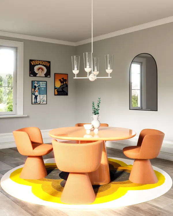 The Emil chandelier beautifully blends natural walnut wood with aged gold metallic accents, creating a versatile fixture that transitions seamlessly from modern Scandinavian to rustic cottage aesthetics. At 25 inches, it's perfectly sized for medium spaces. - alternate view