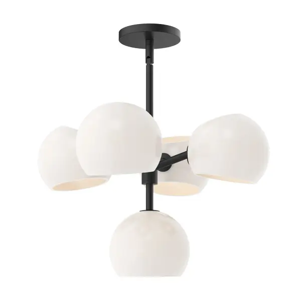 The Willow chandelier combines brushed gold metalwork with distinctive copper glass shades, creating an upbeat artistic statement. Its compact 18-inch size makes it versatile for various spaces while the mix-and-match design philosophy allows personalization.