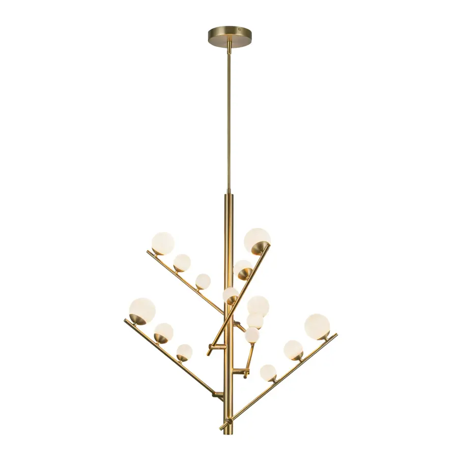 Cypress LED Chandelier in Brushed Gold with Opal Glass