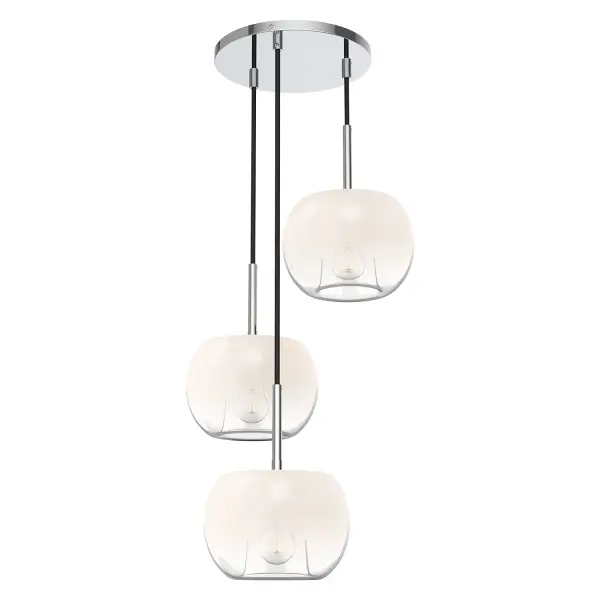 The Samar 14-inch chandelier features stunning blown glass shades with an ombre finish that transitions beautifully from clear to smoked. Its compact size and contemporary black finish make it versatile for various spaces.