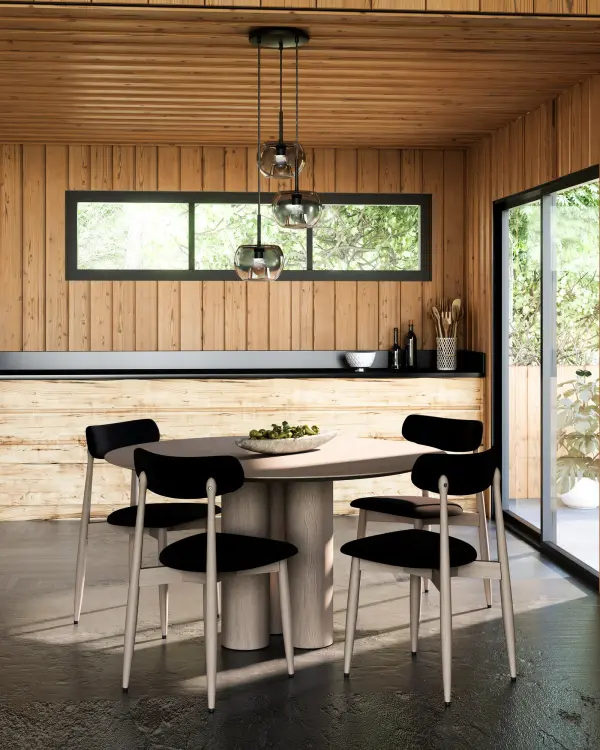 The Samar 14-inch chandelier features stunning blown glass shades with an ombre finish that transitions beautifully from clear to smoked. Its compact size and contemporary black finish make it versatile for various spaces. - alternate view