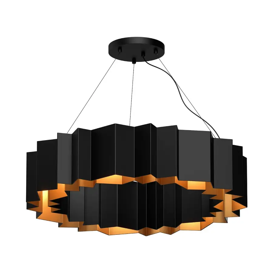 Akira Seven Light Chandelier in Black/Gold
