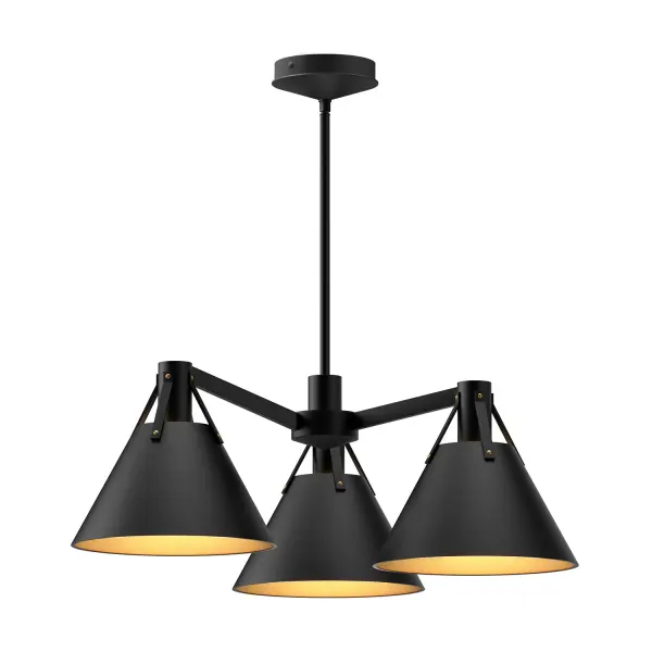 The Archer chandelier blends rustic cottage warmth with modern industrial design through triangular metal shades and decorative straps. At 25 inches, it's perfectly sized for medium spaces while the steel finish adds contemporary sophistication.