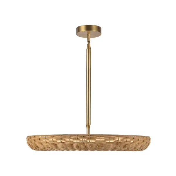 The Maris chandelier combines natural rattan texture with modern integrated LED technology, creating a warm, inviting focal point. Its 24-inch diameter makes it versatile for medium-sized spaces while the earthy aesthetic complements multiple design styles.