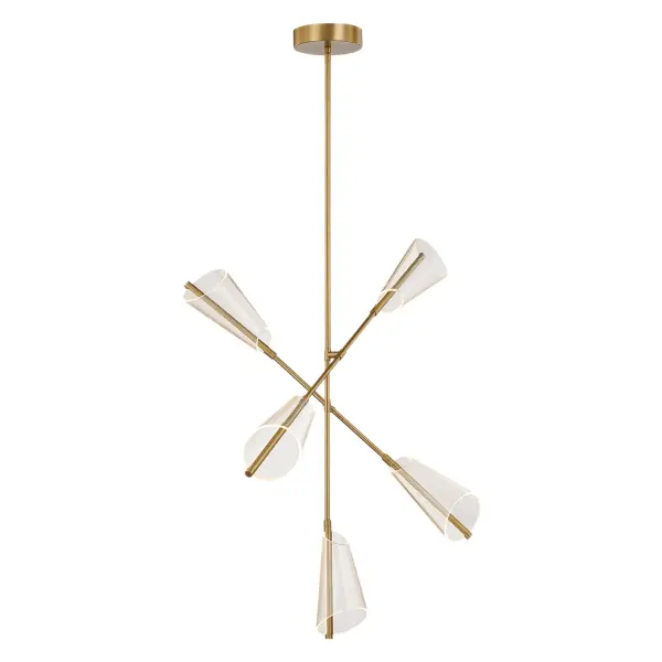 The Mulberry 37-inch chandelier reimagines classic forms with minimal forged bodies and innovative edge-lit acrylic shades. Integrated LED technology delivers warm 3000K lighting with modern efficiency and style. - alternate view