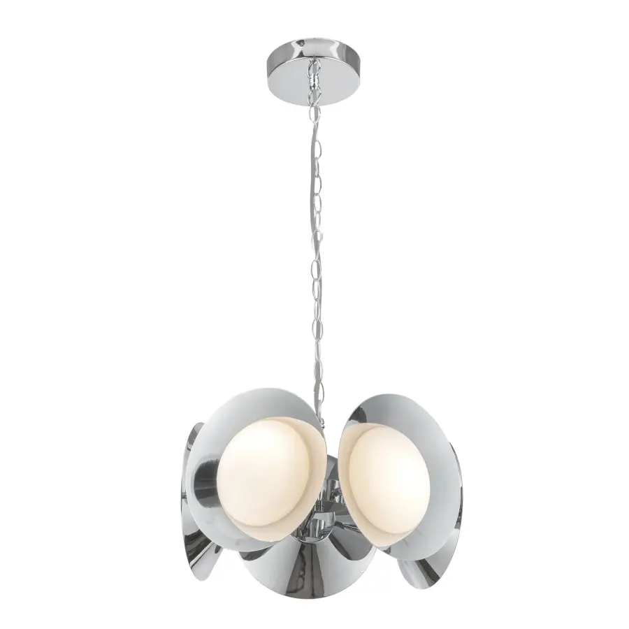 Cleo LED Chandelier in Brushed Gold with Opal Glass