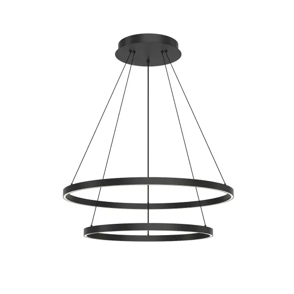 The Cerchio delivers modern sophistication with its dual-ring aluminum construction and integrated LED technology. The frosted silicone diffuser provides even, glare-free illumination while the matte black finish adds contemporary elegance to any space.