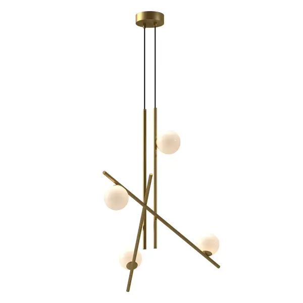 The Amara chandelier transforms contemporary spaces with its artistic design of intersecting steel planes and glossy opal glass. At 32 inches, this statement piece delivers warm integrated LED lighting while creating a weightless, sculptural focal point.