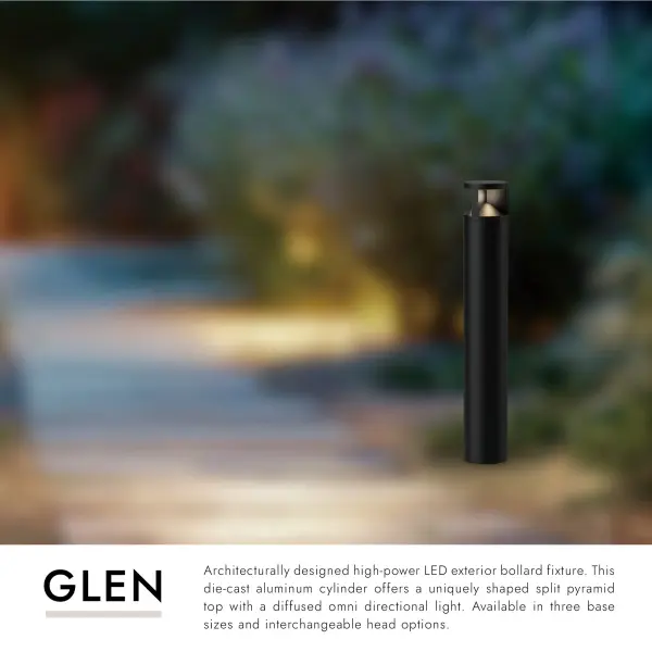 The Glen 39-inch bollard combines architectural sophistication with high-power LED performance. Its die-cast aluminum construction and unique split pyramid top deliver omni-directional illumination ideal for walkways and paths. - alternate view