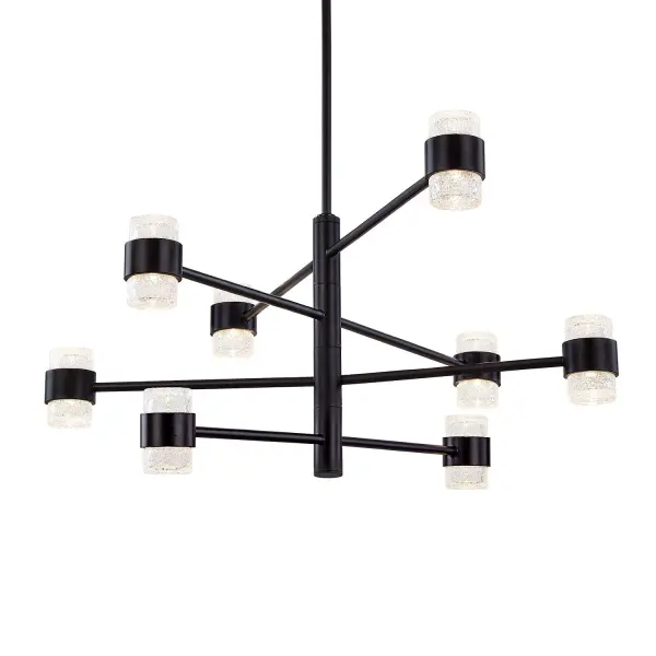 The Copenhagen pendant combines clean geometric lines with intricate translucent glass layers, creating a refined statement piece. Its integrated LED and weather-resistant construction make it versatile for any space.
