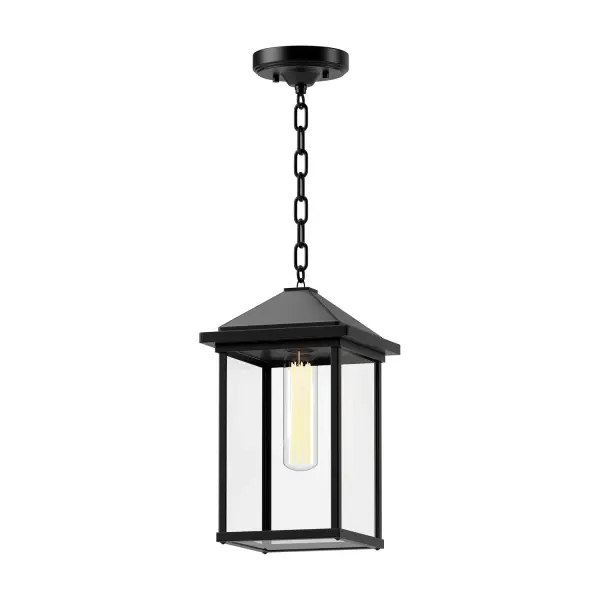 A classic outdoor silhouette, with a touch of West Coast flair? That's our Larchmont Collection. Inspired by the classic outdoor fixtures in LA's historical Spanish homes with a minimalist twist, this collection is sure to create ambiance to your outdoor space. 60W E26 or equivalent bulb required, not included Designed for any indoor or outdoor usage Classic Style with Decorative Details Installation hardware included Easy assembly instructions included in box Sloped ceiling adaptable, see specs for details