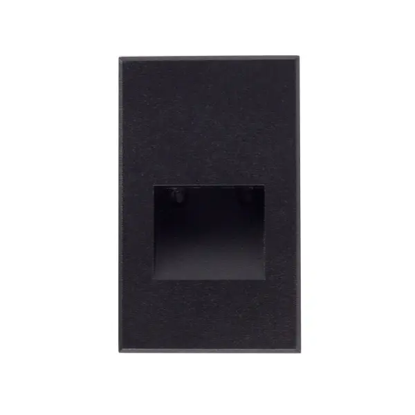 A vertical rectangle-shaped recessed light in matte black, white powder or brushed nickel finish. The optically designed light control of Sonic's die cast Aluminum housing fully conceals the source. Ideal for step or courtesy light use. This fixture is rated for outdoor use but there is no reason it cannot be utilized indoors too. Only fits into a single gang box. Collection: Sonic Sub-Brand: KUZCO Finish: Black Glass: Clear Glass Width: 3.00" Height: 5.00" Length: 1.50" Weight: 0.60 lb Extension from Wall: 1.50" Rod: 46" Maximum Wattage: 4.00 W Bulb Type: Module Bulb Base: AC Light Source: LED Light Output: 250.00 lm Delivered Lumens: 23.00 lm Color Temperature: 3000 K CRI: 90 Rated Average Life: 50,000 Voltage: 120.00 V Material: Aluminum + Glass Country of Origin: China Safety Listing: ETL Safety Rating: Wet ADA LED Manufacturer Warranty: 2 Years Spec Sheet Instructions