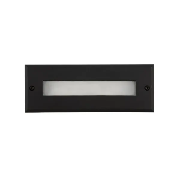 This 10 inch long exterior recessed light is simple and beautiful. The rectangular die-cast aluminum housing acts as a border for the rectangle of LED light. Bristol's polymeric diffuser ensures you never have hot spots of light. Use in both exterior and interior locations. Back-box sold separately Collection: Bristol Finish: Black Glass: Clear Glass Width: 9.75" Height: 3.63" Length: 2.13" Extension from Wall: 2.13" Maximum Wattage: 8.00 W Bulb Type: Module Bulb Base: AC Light Source: LED Light Output: 580.00 lm Delivered Lumens: 343.00 lm Color Temperature: 3000 K CRI: 90 Rated Average Life: 50,000 Voltage: 120.00 V Material: Aluminum + Glass Country of Origin: China Safety Listing: ETL Safety Rating: Wet ADA LED Spec Sheet Instructions