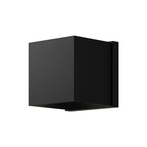 The Rene wall sconce delivers contemporary architectural style with its angular cast-aluminum body and integrated warm LED lighting. Perfect for modern exteriors, this versatile fixture can be mounted up or down.