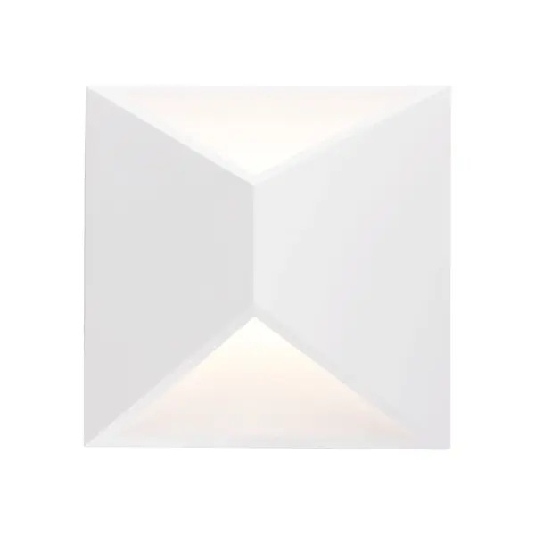 The Indio wall sconce combines minimalist aluminum design with powerful integrated LED technology. Its distinctive square housing with triangular opening creates striking up-and-down lighting effects, perfect for contemporary exteriors. - alternate view