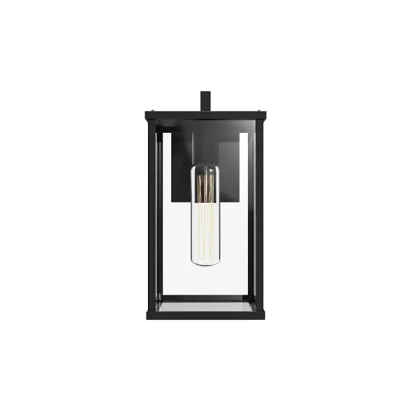 The Brentwood 12" wall sconce combines timeless modern design with practical outdoor functionality. Its clean architectural lines and ample clear glass create perfect outdoor ambiance while the textured black finish adds contemporary sophistication.