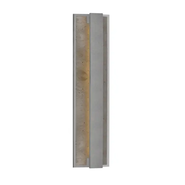 Stone elements and metal join together, resulting in masculine elegance. This exterior wall light consists of a 24 inch long metal rectangle with a stone inlay that is flush against the mounting plane, then another slim metal rectangle is suspended just atop of it. LED glow flows from the concealed inner surface. Caspian is suitable for exterior use. Integrated LED with 3000K Warm White Color Temperature Designed for any indoor or outdoor usage Modern, Contemporary Style with Decorative Details Installation hardware included Easy assembly instructions included in box Dimmable, see specs for detail